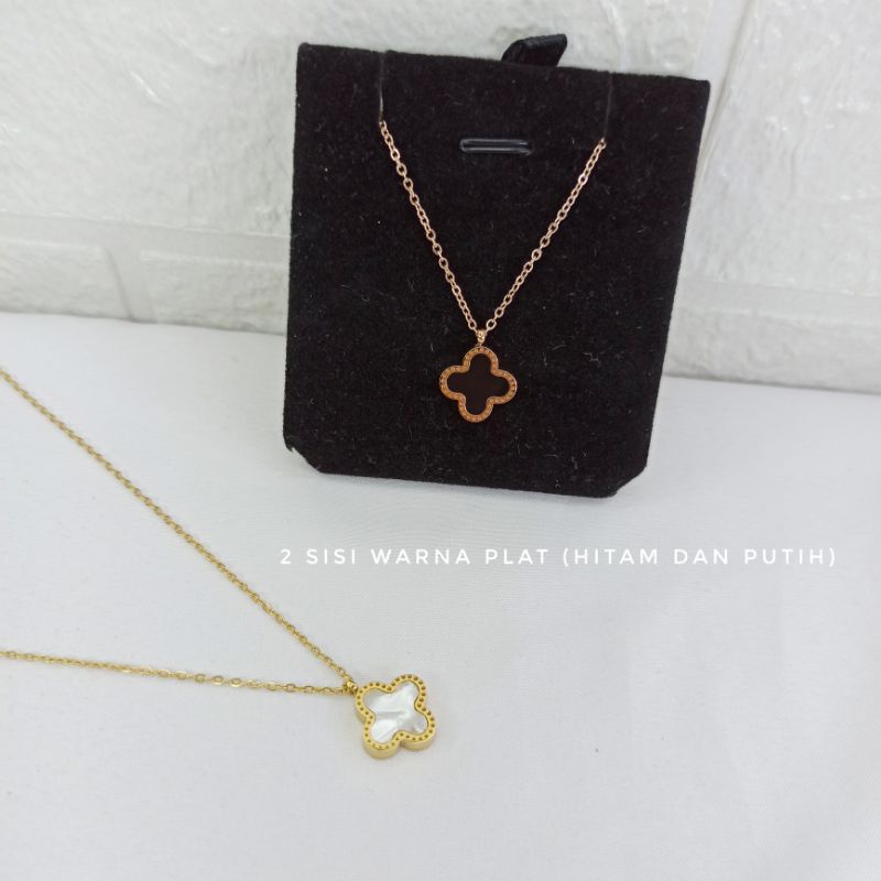 Kalung Titanium Clover 2 Sisi Warna K04159-O