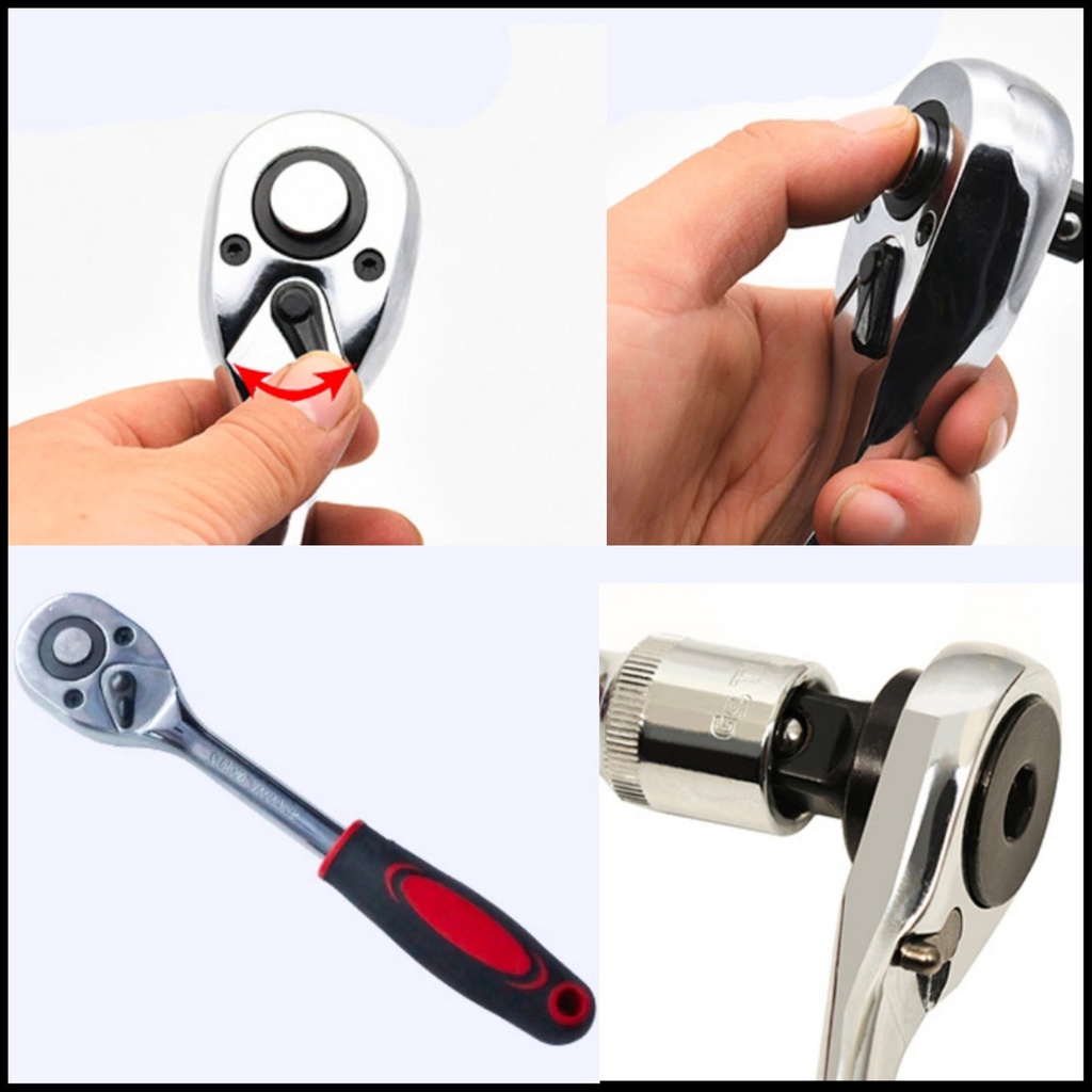 Ratchet handle 1/2 / rachet handle / Gagang socket 3/8 / Kunci socket 1/4