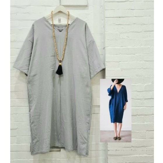 ALLSIZED LINEN V-NECK DRESS