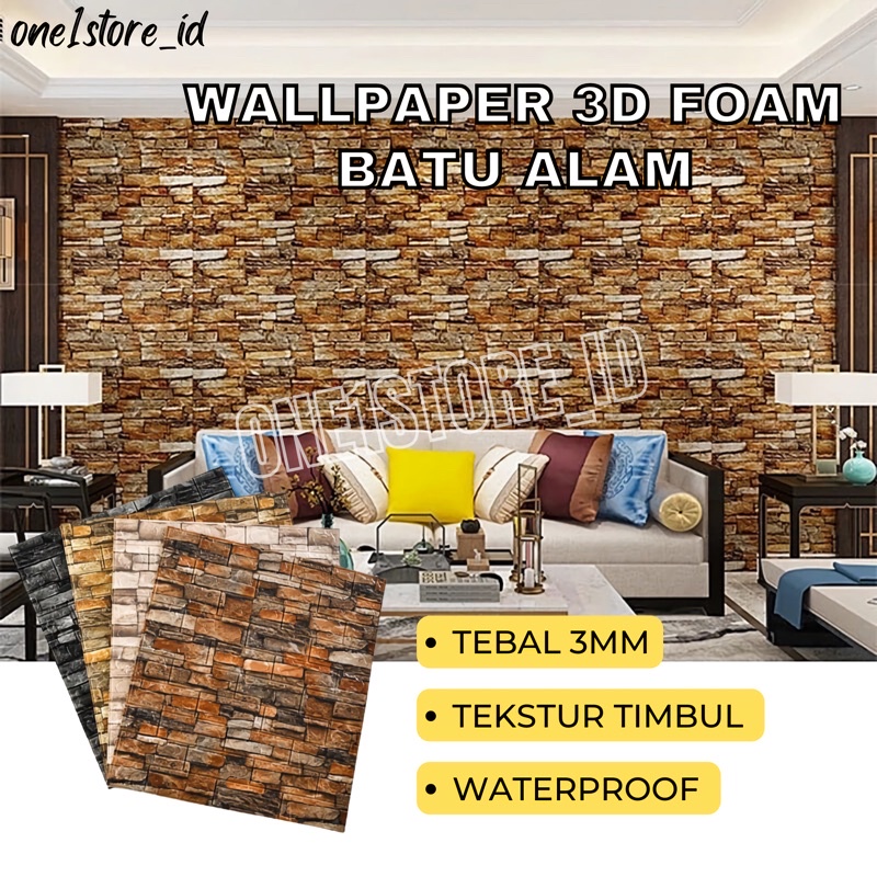 Wallpaper Dinding 3D Foam Wallfoam Bata Batu Alam Dekorasi Dinding