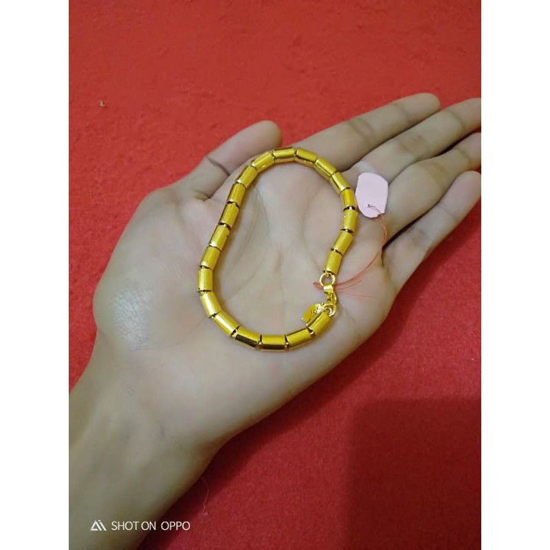 Gelang bambu polos lapis emas ukuran 16 ,17,18, cm harga gelang sj