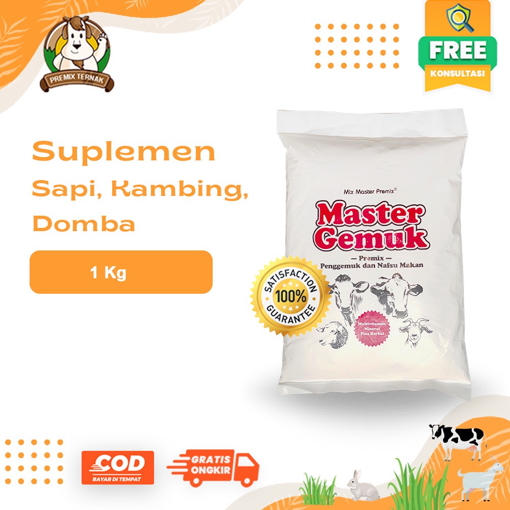 Premix Mineral Vitamin Nafsu Makan Sapi Kambing Domba Ekonomis - MASTER GEMUK PREMIX 1Kg