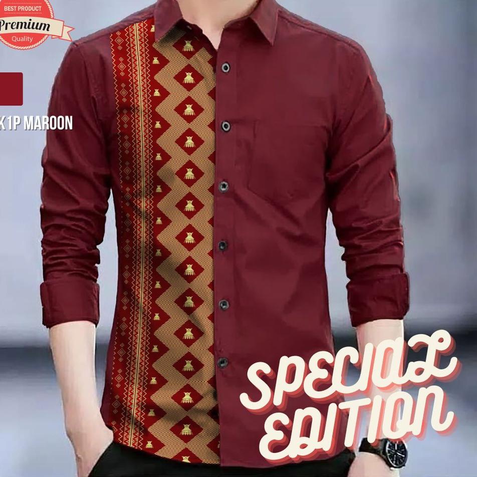 [KODE PRODUK B87YV5299] Angelaco | Kemeja Batik Batak Pria | Batik Etnik Pria Lengan Pendek Motif Ka