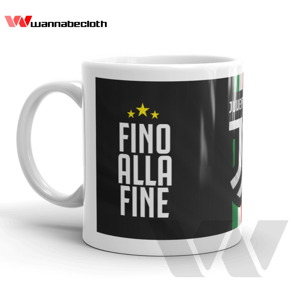 Mug Juventus Gelas Juventus Mug Custom Cetak Mug Souvenir Mug Bola Mug Juventus Fino Alla Fine Hitam