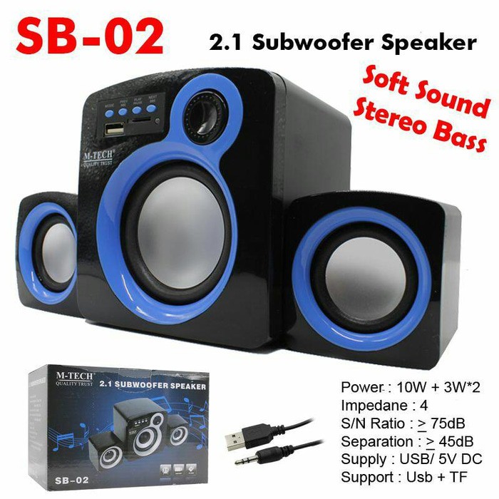 SPEAKER AKTIF subwoofer STEREO 2.1 + USB SB-02