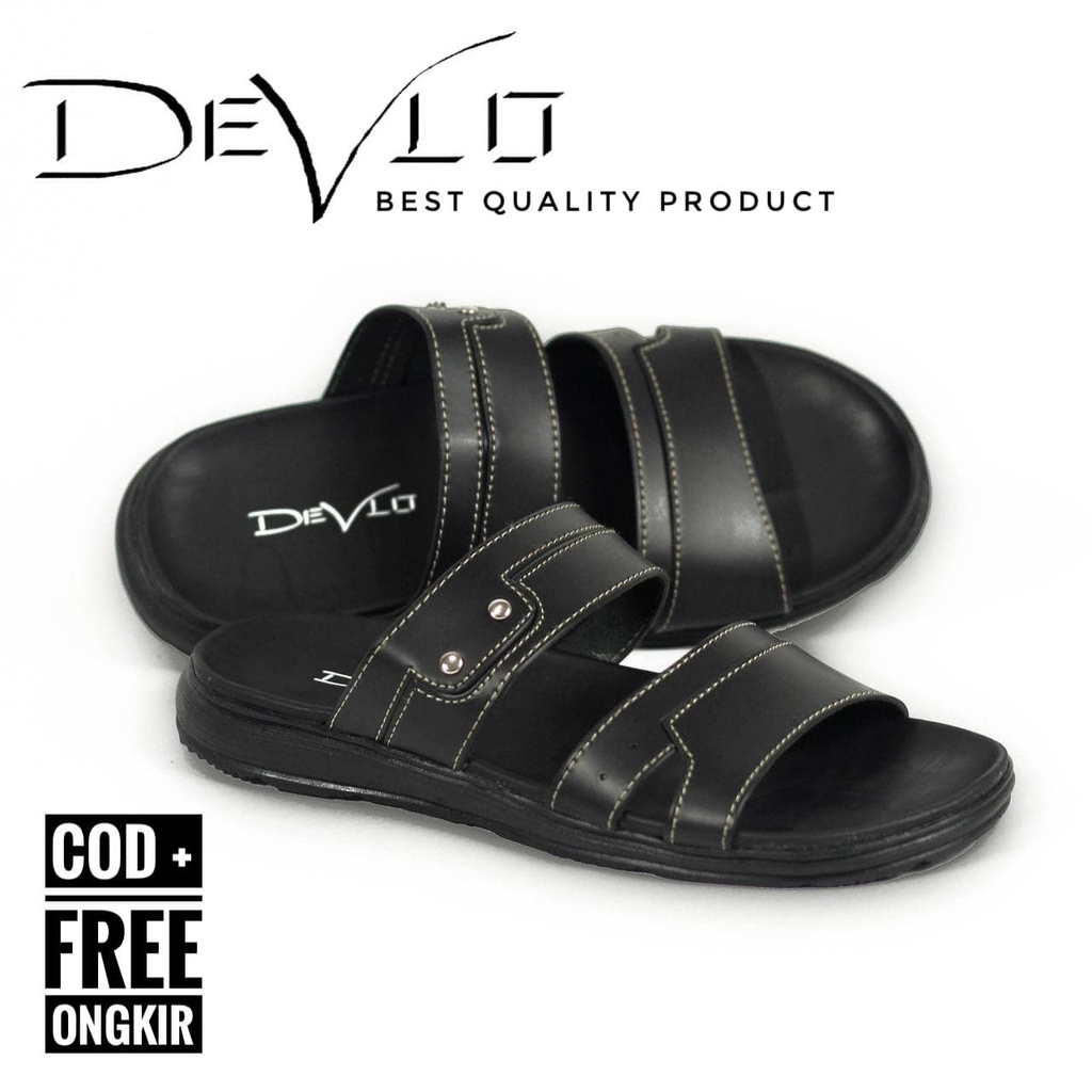 Devlo Sandal Selop Pria Kulit Size 39 - 43 Premium Quality (SELOP PONI)