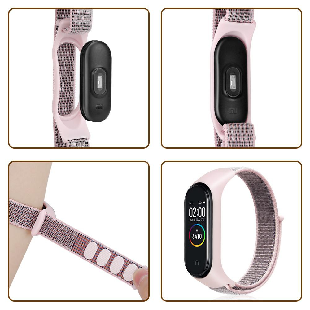 Mi Band 5 6 7 Gelang Olahraga Tali Nylon Strap Xiaomi Miband 3/4 Tali Nilon Velcro Band