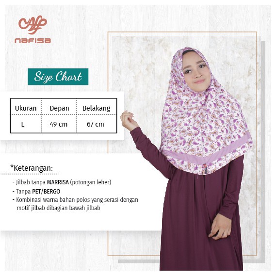 Jilbab Instan Nafisa DORELIA | Hijab Instan Motif Non Pad Kerudung Instan Motif Tanpa Bergo Model Sedang Simple