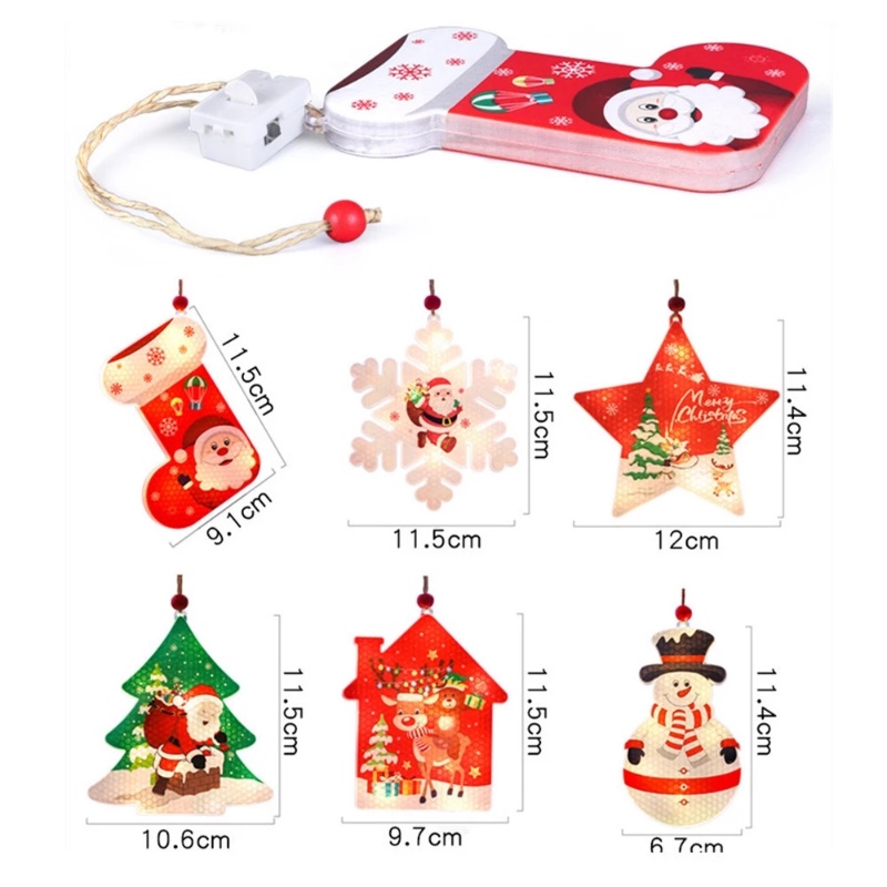 Lampu Gantung Desain Kartun Snowflake Snowman Santa Claus Untuk Dekorasi Pohon Natal