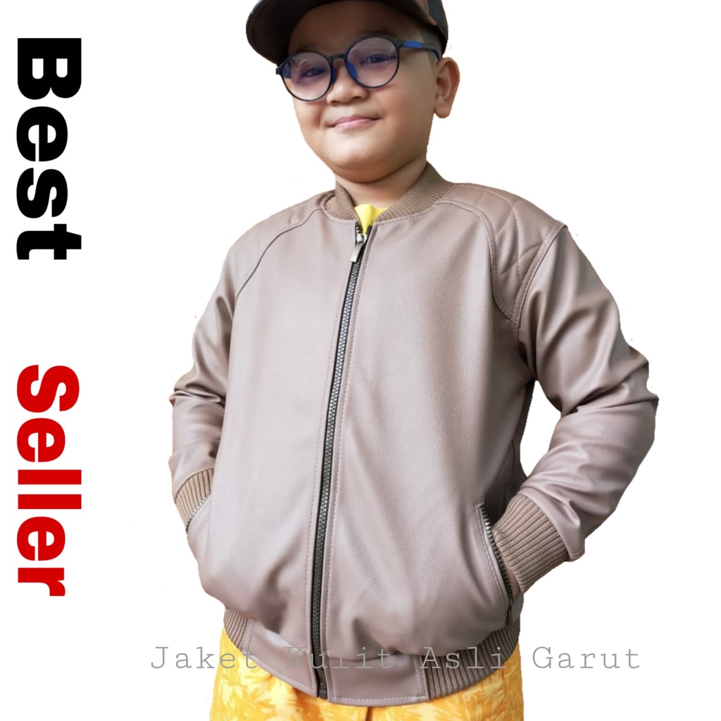 Jaket anak laki-laki untuk umur 3 sampai 12 tahun kulit sintetis
