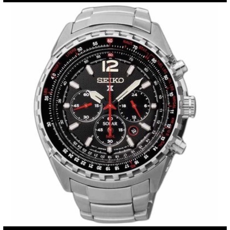 JAM TANGAN Seiko PRIA SSC261P1 Prospex Aviation Solar Silver Black Red ORIGINAL GARANSI RESMI