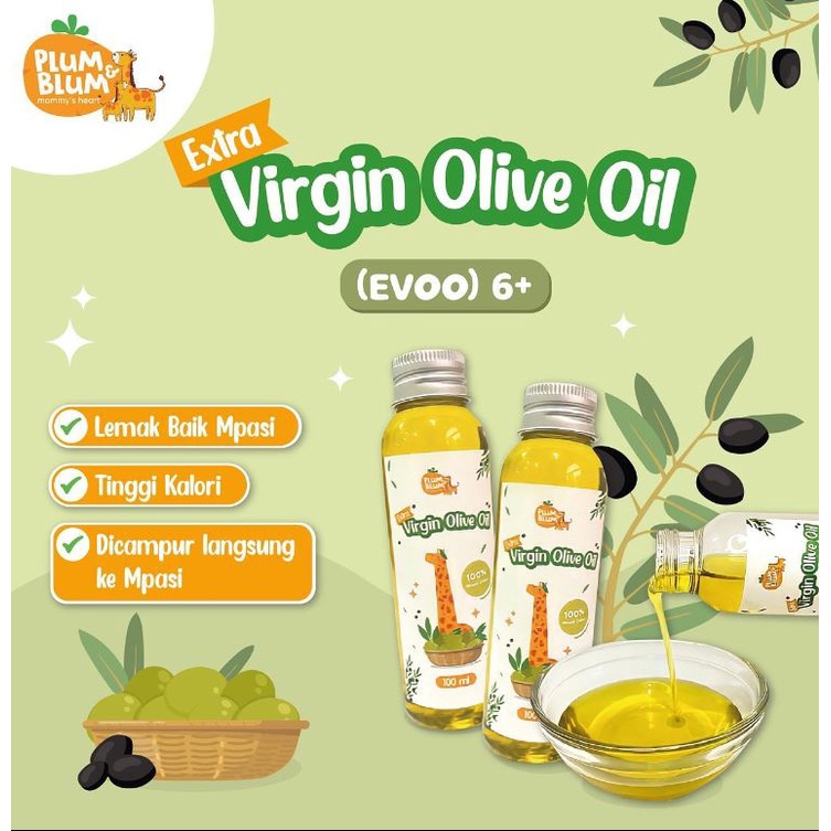 Plum &amp; Blum Extra Virgin Olive Oil EVOO Minyak Zaitun Murni &amp; MInyak Canola - 100 ml