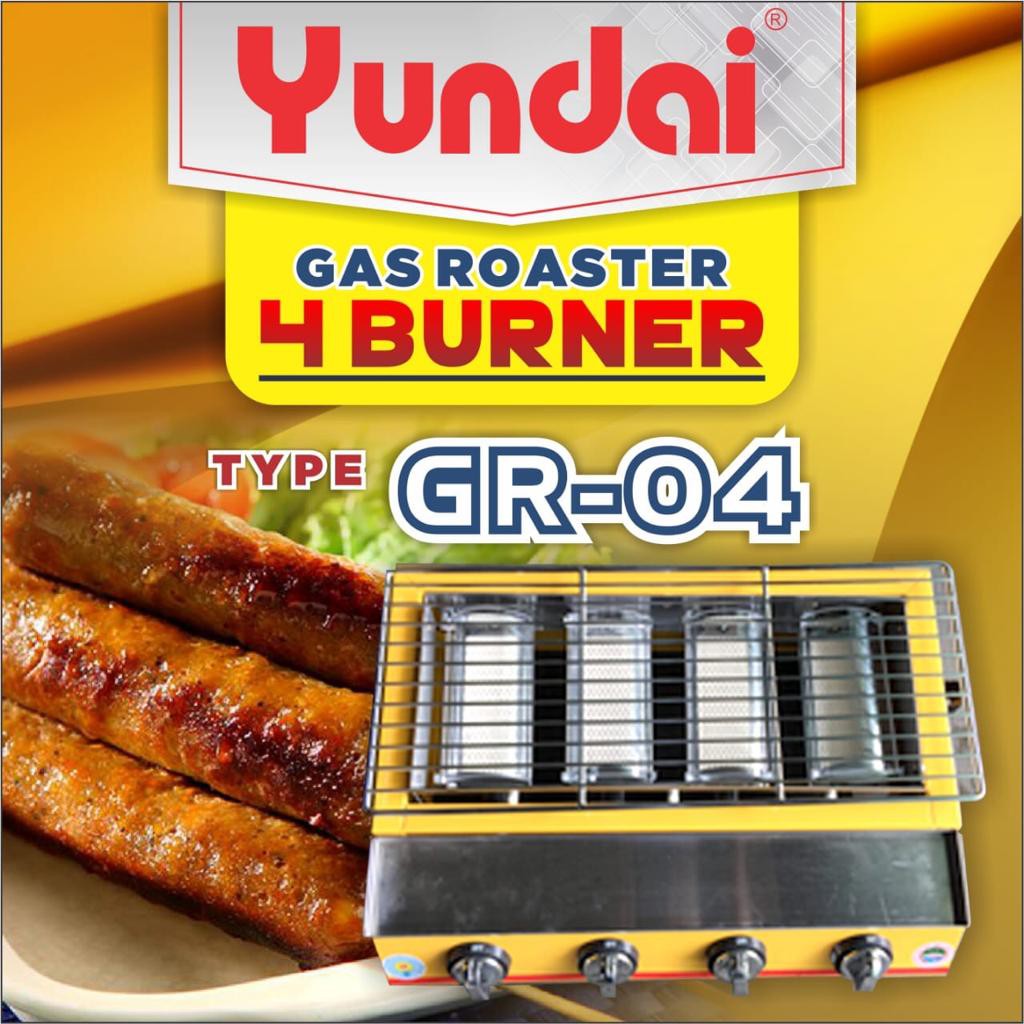 Kompor Gas BBQ YUNDAI GR-04 Gas Roaster 4 Burner Panggangan 4 Tungku Panggang Sate Sosis Barbeque
