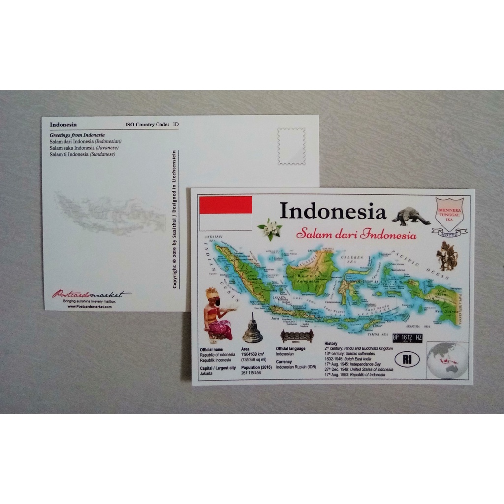 

HJK MOTW Map of The World Indonesia Postcard series Kartu pos kartupos