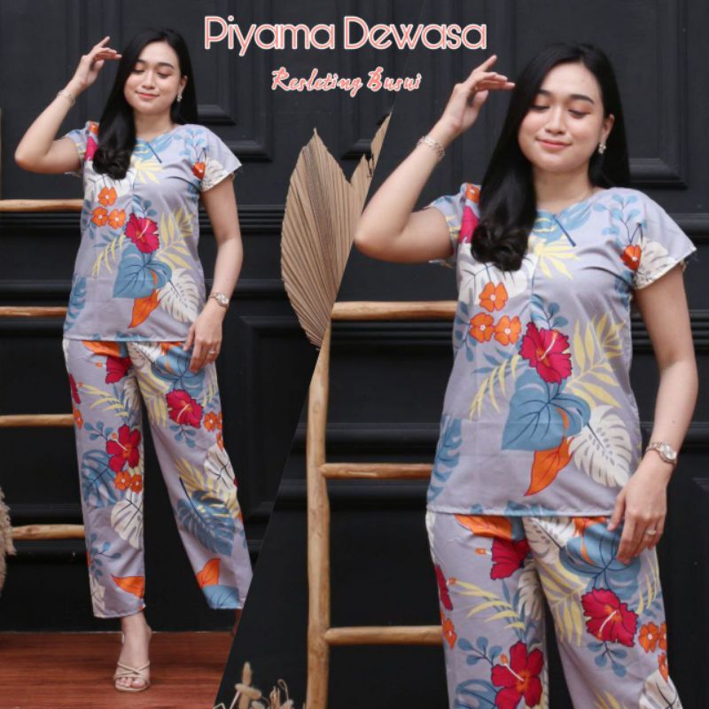 Setelan Rayon Premium Busui Resleting Depan Jumbo Baju Tidur Piyama Termurah Kekinian