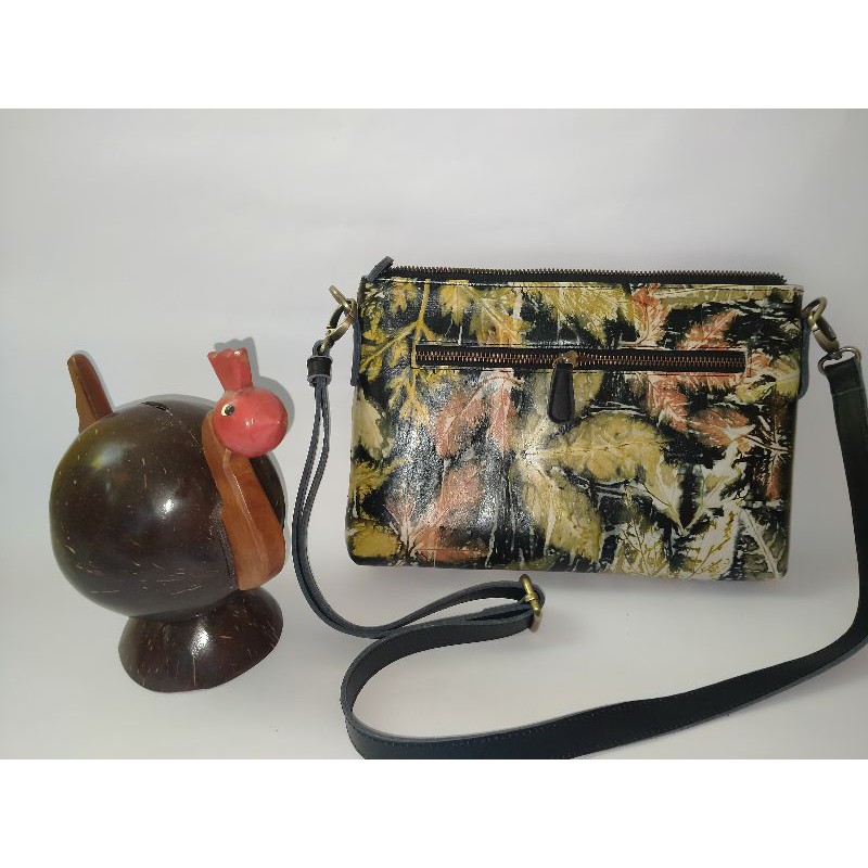 Tas kulit ecoprint wanita