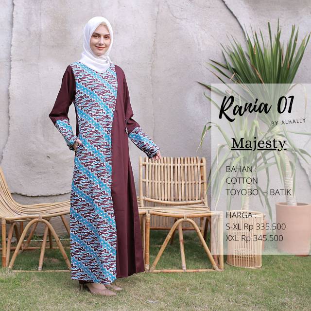 GAMIS KATUN DEWASA ALHALLY RANIA ( BURGANDY ) - ORIGINAL