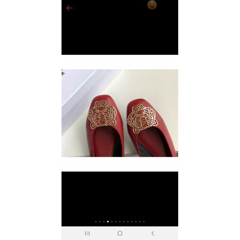 Kenzo Tiger Ornament Leather, Flat Shoes, Kulit Asli, Preloved Shoes
