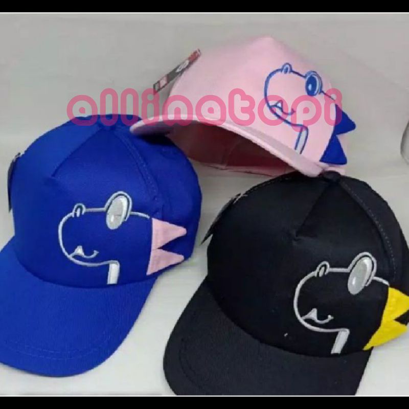 Topi Anak Karakter Dino Saurus Free Bordir/Costum Nama Suka Suka