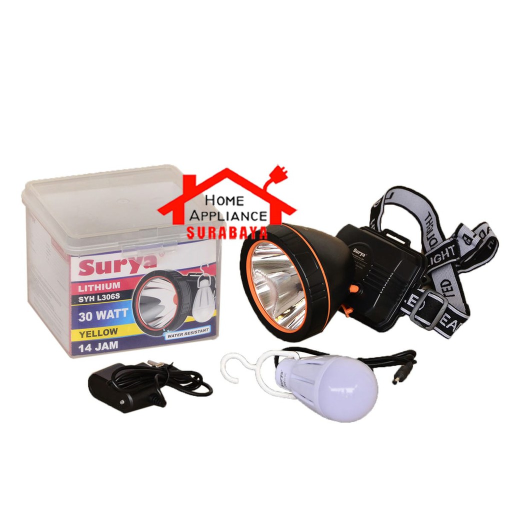 Senter Kepala - Head Lamp Lithium Surya 30 Watt SYH L306S Yellow - Cahaya Kuning