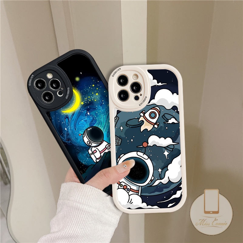 IPHONE Cover Telepon Lembut Kompatibel Untuk Iphone6 6s 7 8 Plus13 11 12 14 Pro MAX XR X XS MAX SE 2020kartun Trendy NASA Astronot Soft TPU Back Case