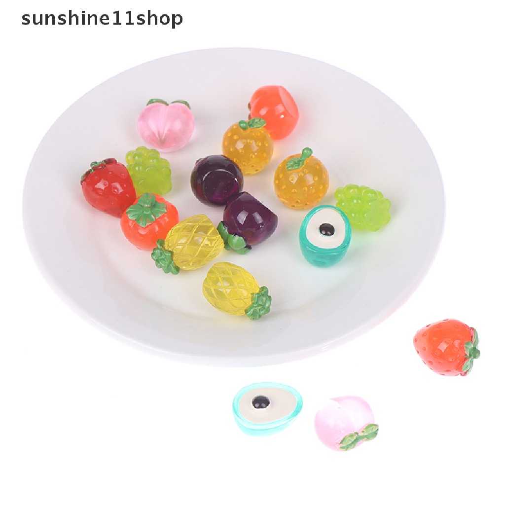 (SHO) 5pcs / Set Mainan Miniatur Buah / Makanan Bahan Resin Skala 1: 12 Untuk Aksesoris Rumah Boneka