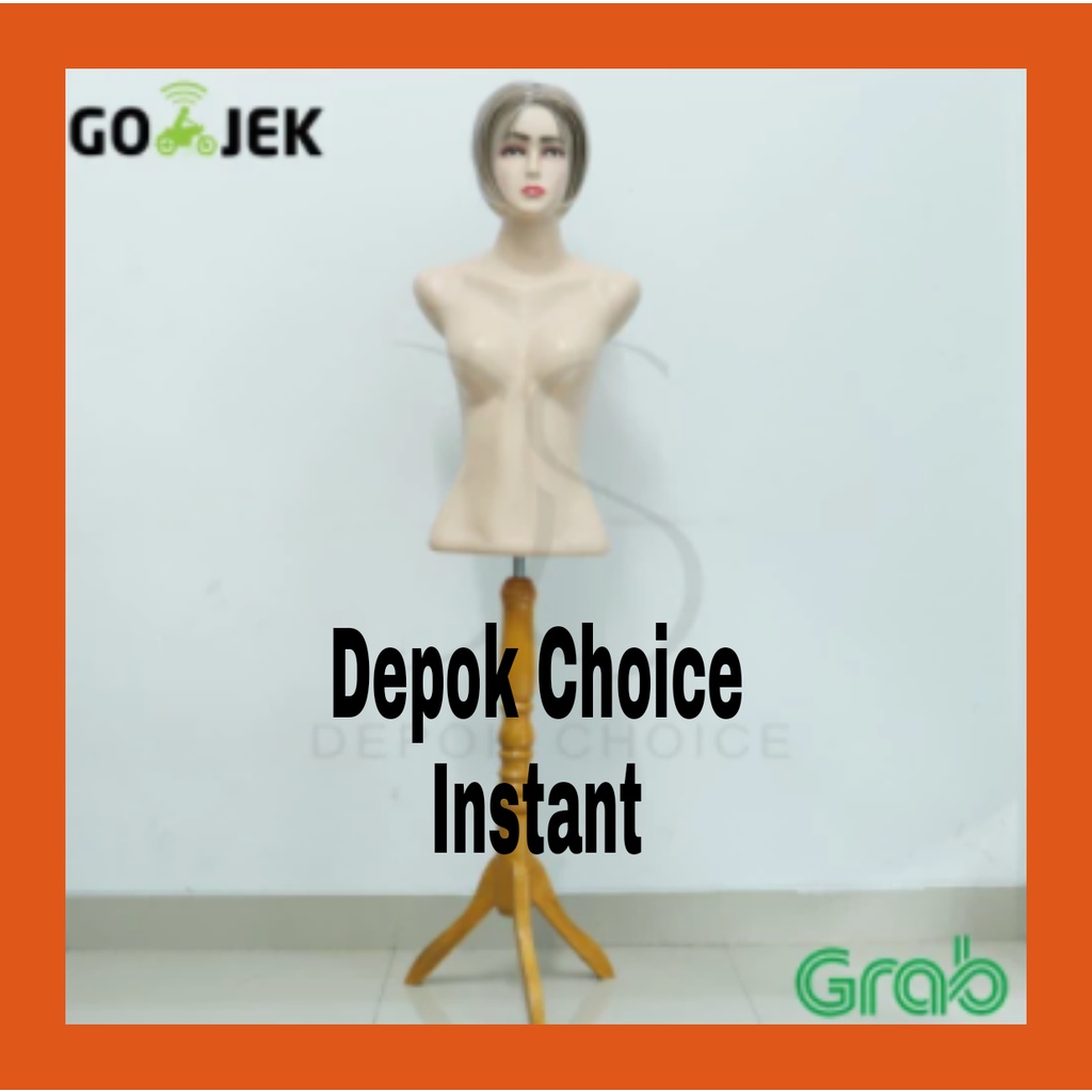 MANEKIN TORSO DEWASA RAMBUT TIANG KAYU | MANEKIN WANITA | MANEKIN