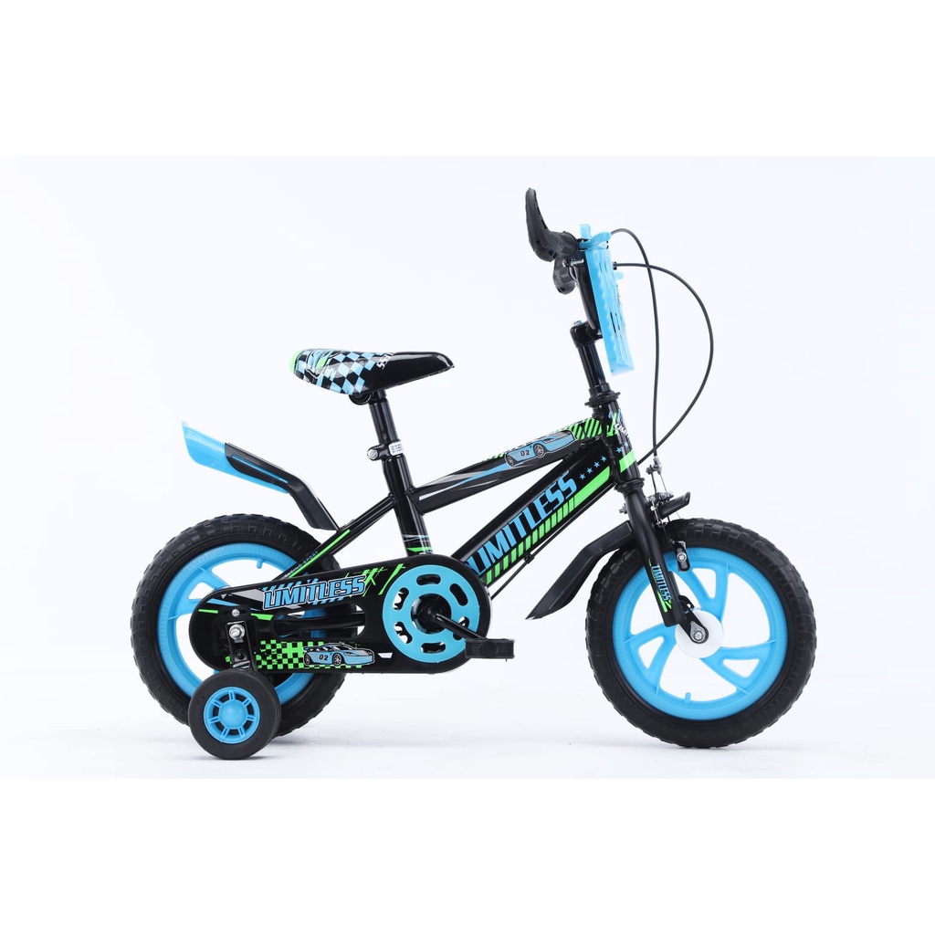 Sepeda Anak Laki BMX 12 Inch LIMITLESS ban busa Ban eva ban mati-biru