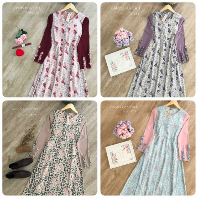 Gamis dress busui batik pesta hanifah sarimbit couple by shafeeya