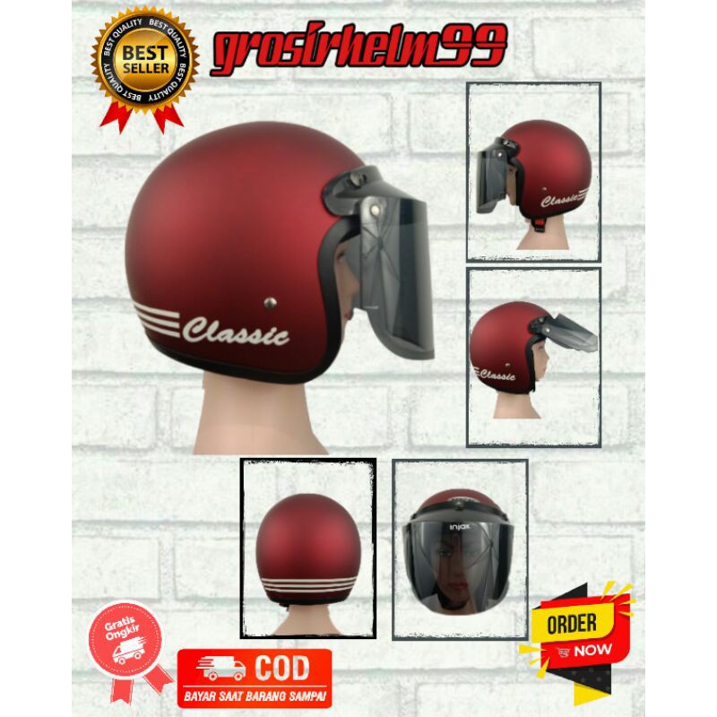 HELM BOGO CLASSIC  MERAH MARON DOP  HELM BOGO KEKINIAN  PROMO HELM BOGO CLASSIC