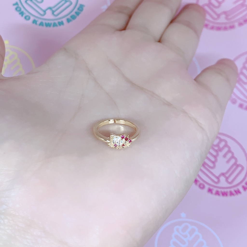 Cincin Anak Perempuan Xuping Gold Motif Kucing Glowing In The Dark 07