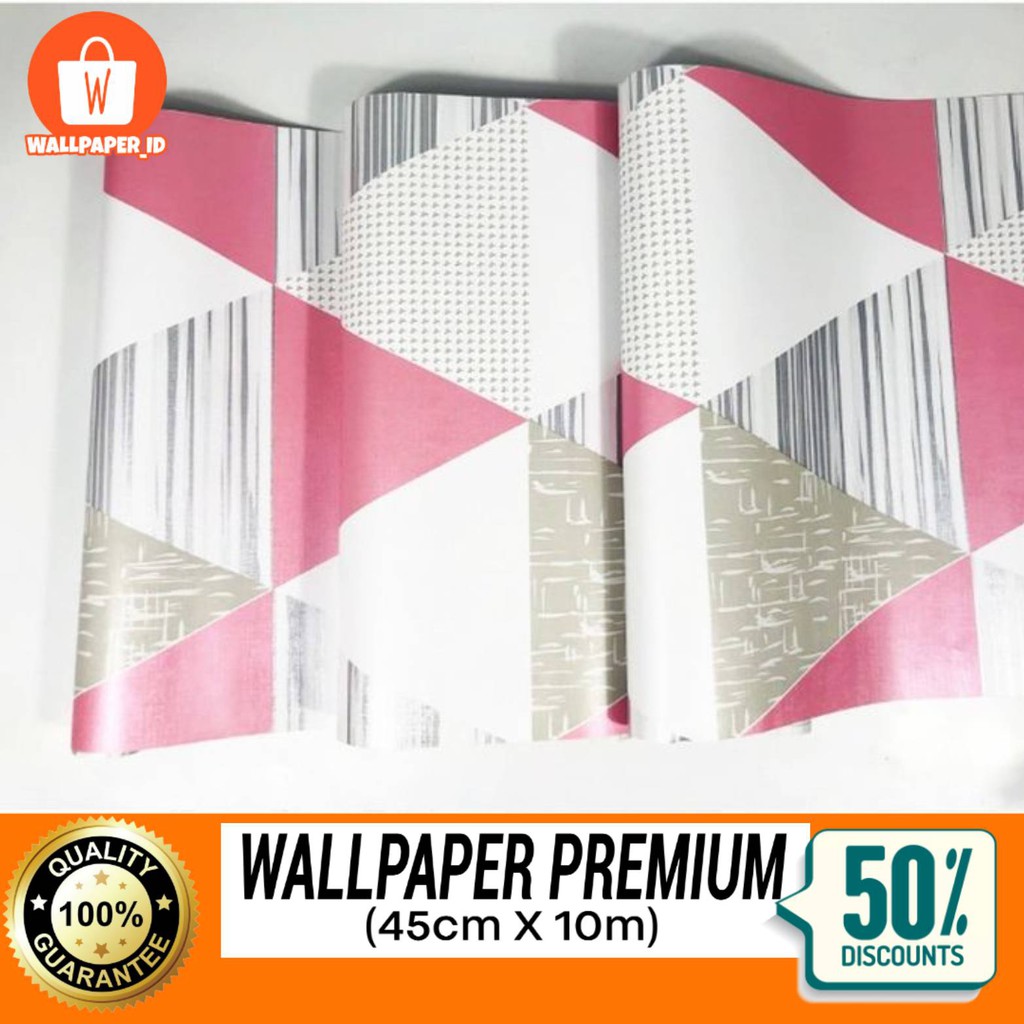 Wallpaper Dinding Stiker Walpaper Dinding Segitiga Hitam 45cmx10m - Segitiga PINK