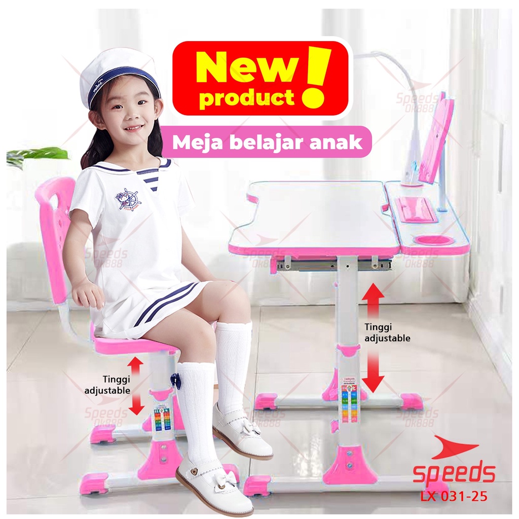 SPEEDS Set Meja Belajar Anak Ukuran 70 dan 80cm Meja dan Kursi Belajar Meja Tulis Anak/Dewasa 031-25