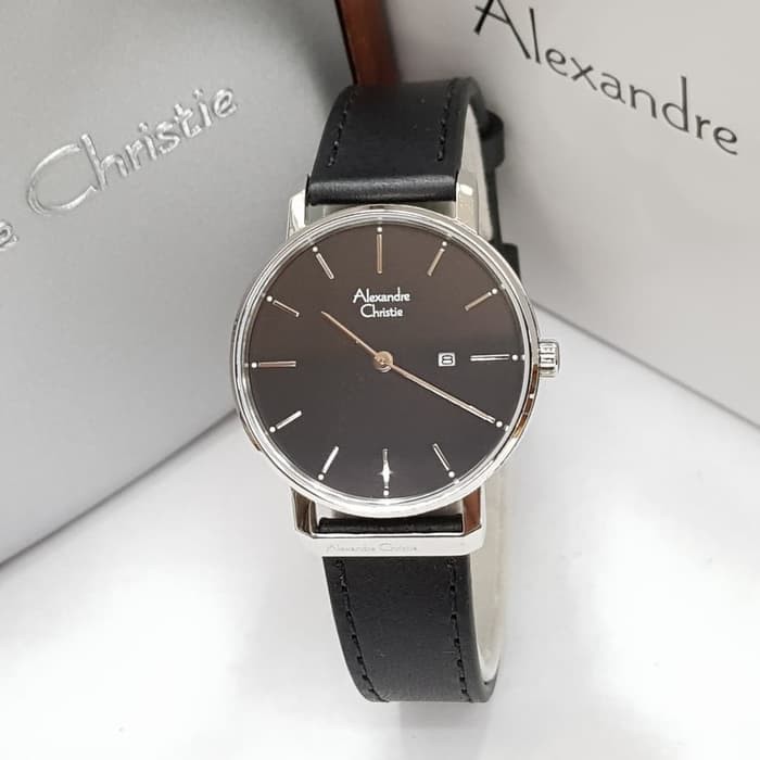 Jam Tangan Wanita Alexandre Christie AC 8572 Silver Black Original