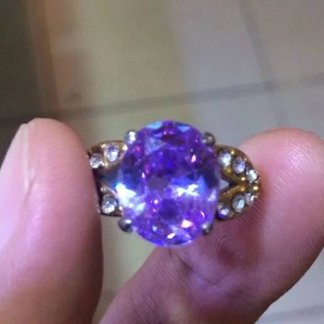 Cincin Titanium Wanita Batu Pink Star Diamond HQ