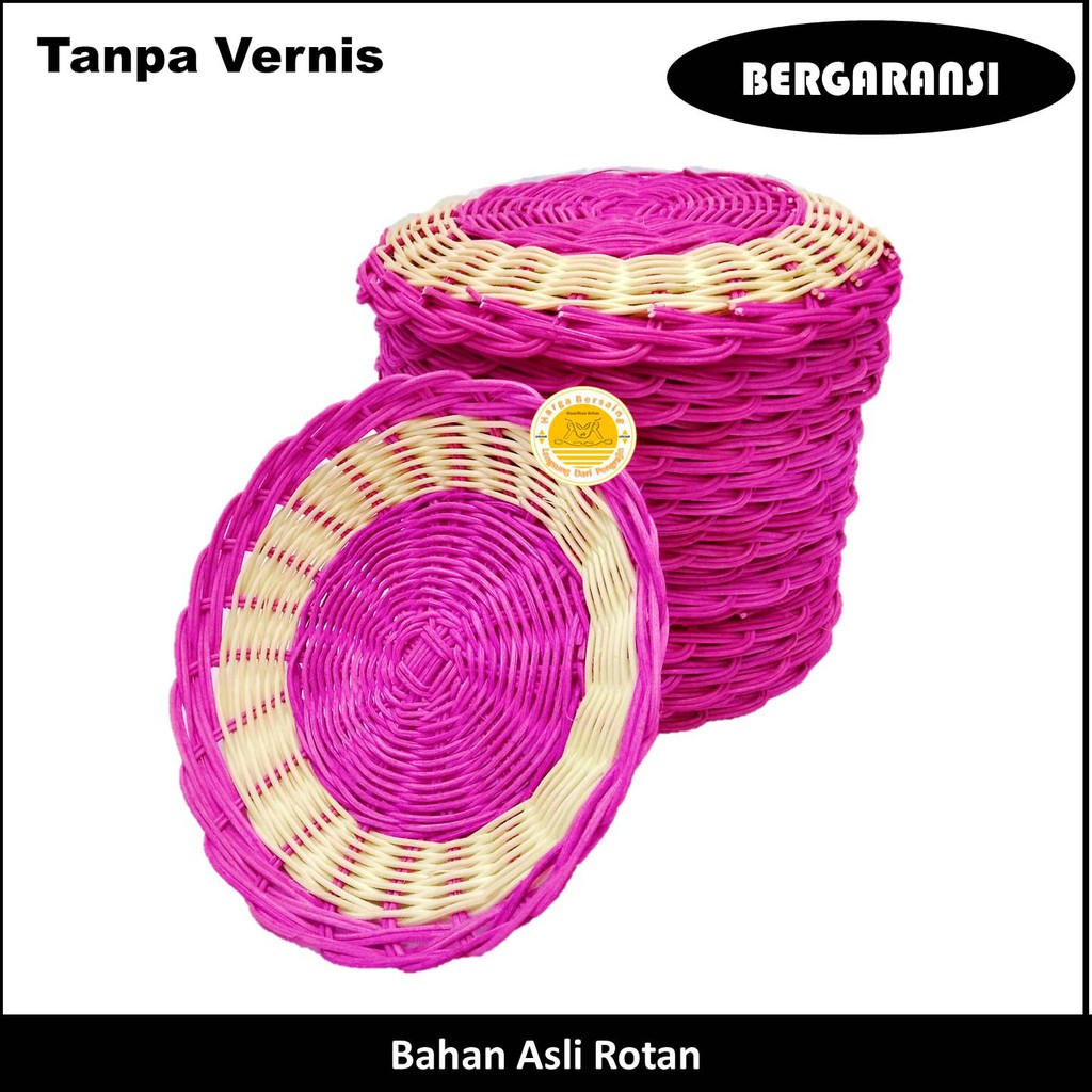 Piring Warna Pink Rotan Asli Piring Rotan Pink Bahan 