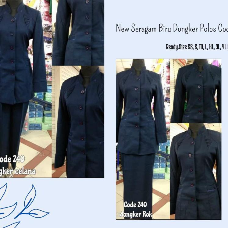 Banyak Dipakai.. SETELAN BAJU SERAGAM KERJA BIRU DONGKER GURU WANITA KEREN  READY SET ROK & CELANA