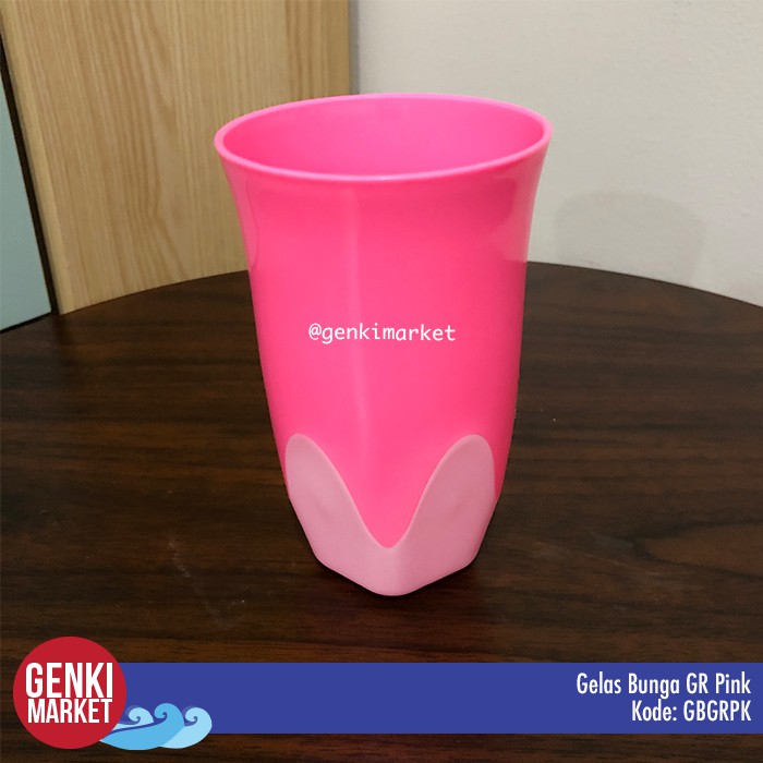 Gelas Plastik Bunga GR Pink / Gelas Minuman Plastik / Gelas Plastik Pink Genki Market
