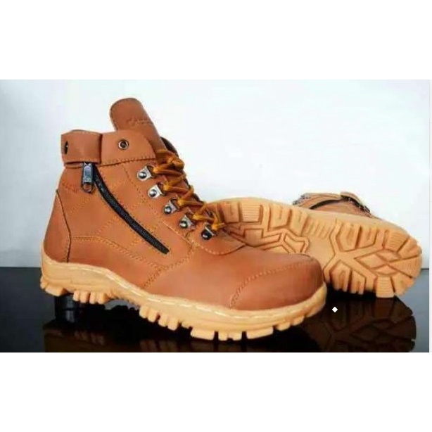 Sepatu Safety Boots Crocodile Zipper Morisey touring risleting kerja murah grosir