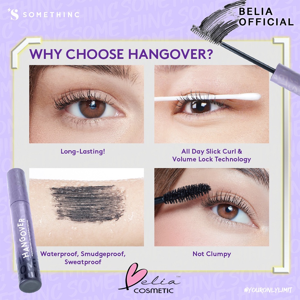 ❤ BELIA ❤ SOMETHINC HANGOVER Voluminous Fiber Lash Smudgeproof Mascara | Waterproof | Riasan Mata | BPOM