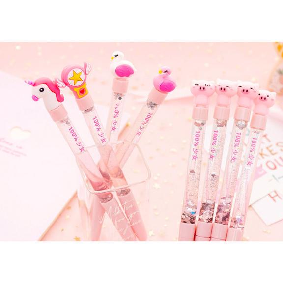

PULPEN GEL LUCU MODEL GLITTER AIR UNICORN FLAMINGO - DINO