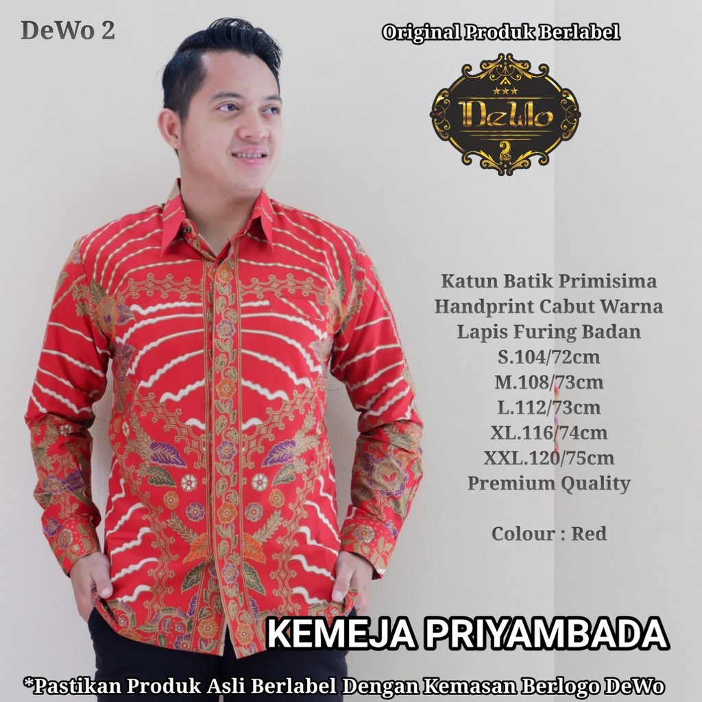 PRIYAMBADA Kemeja Batik Pria Lengan Panjang | Hem Batik Pria FULL FURING DeWo