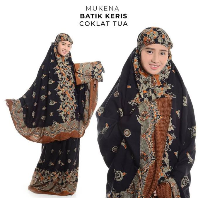 MUKENA DEWASA BALI BATIK KERIS COKLAT TUA