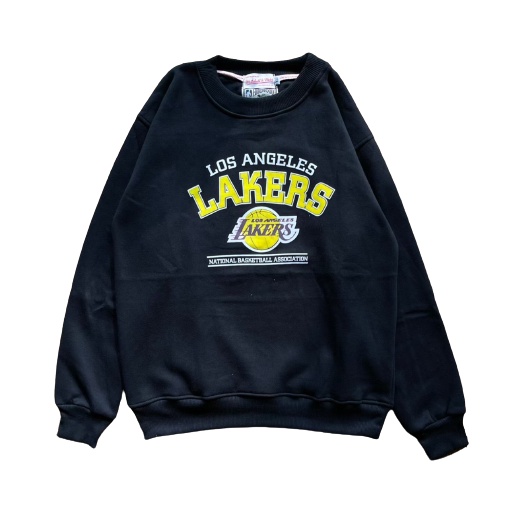 Jaket Sweater Crewneck LAKERS LA LOGO – Black Edition Fashion Trendy Casual Pria Good Brand Quality