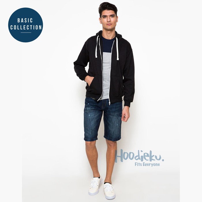 Hoodieku Zipper Hitam