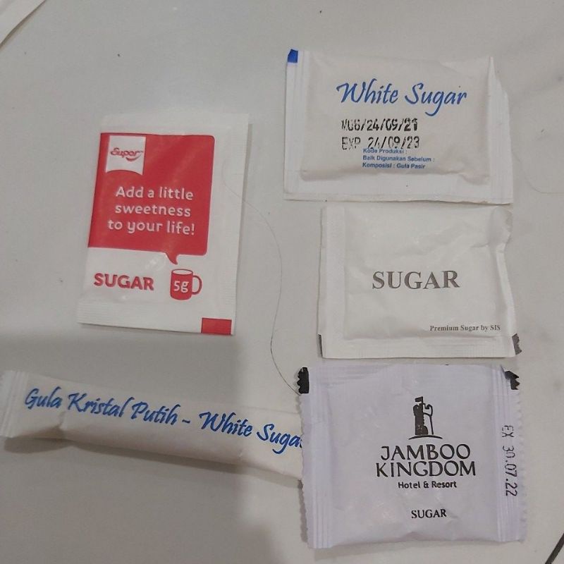 

Gula kristal putih sachet - white sugar minimal 5 sachet