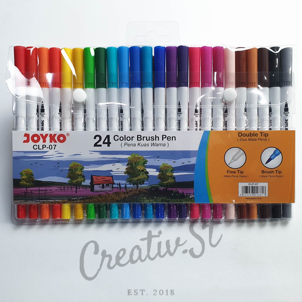 

JOYKO Brush Pen 24 Warna Brush + Pen Clp-07 Set Spidol Kaligrafi