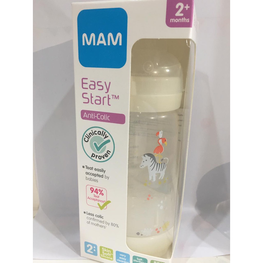 Mam Easy Start Anti Colic Bottle (PP) 260ml  - botol susu anti kolik / anti perut kembung / soft teat / nipple lembut/ menyerupai puting / orthodentic / colic / anti sedak / wide neck / wideneck