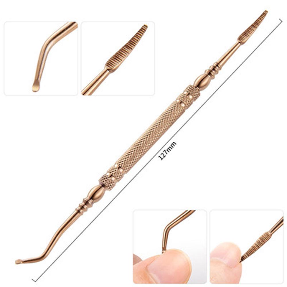 AUGUSTINA Augustina Cuticle Pusher Portable Stainless Steel Pedicure Alat Pembersih Kuku Pendorong Kulit Mati Kepala Ganda