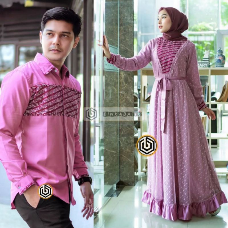 COUPLE BATIK GAMIS AYUMA DUSTY TUNANGAN WISUDA LAMARAN